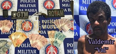 PM prende suspeito por tráfico de drogas com pistola e dinheiro no Jardim Bahia