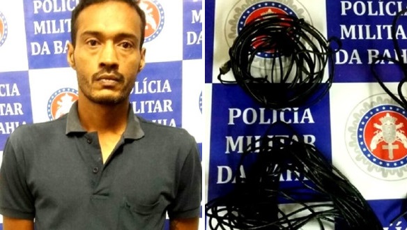 PM prende acusado de furtar fios de internet e telefone em Paulo Afonso