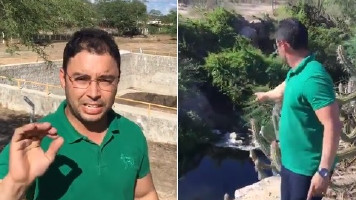 Em novo vídeo, Galinho mostra descarte de esgoto no rio e estação de tratamento da Embasa paralisada