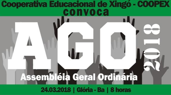 Cooperativa Educacional de Xingó-Coopex convoca associados para Assembleia Geral Ordinária – AGO 2018