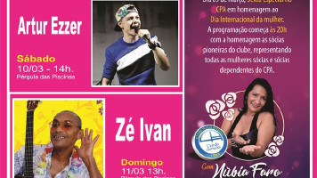 Programação do CPA tem Núbia Faro na sexta (9), Artur Ezzer no sábado (10) e Zé Ivan no domingo