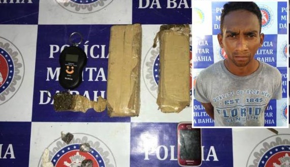 PM prende suspeito com 2 barras e 7 tabletes de maconha em Paulo Afonso