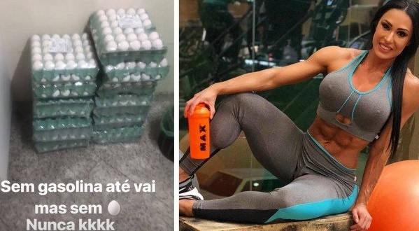 Gracyanne Barbosa faz estoque de ovos em casa em meio à greve dos caminhoneiros