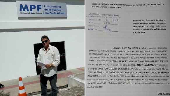 Daniel Luiz protocola denúncia no MPF contra Anilton e Luiz de Deus por contrato de R$ 27 milhões