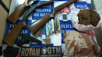 PM prende suspeito e apreende armas, simulacro e drogas na zona rural de Glória