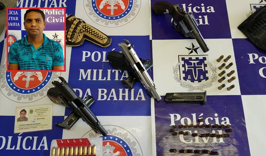 PC e PM prendem homem com duas pistolas, revólver e munições em Paulo Afonso