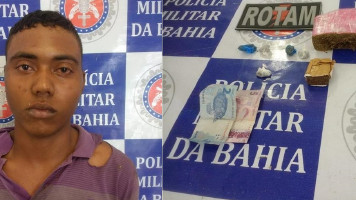 Polícia Militar apreende drogas e prende acusado por tráfico de drogas em Paulo Afonso