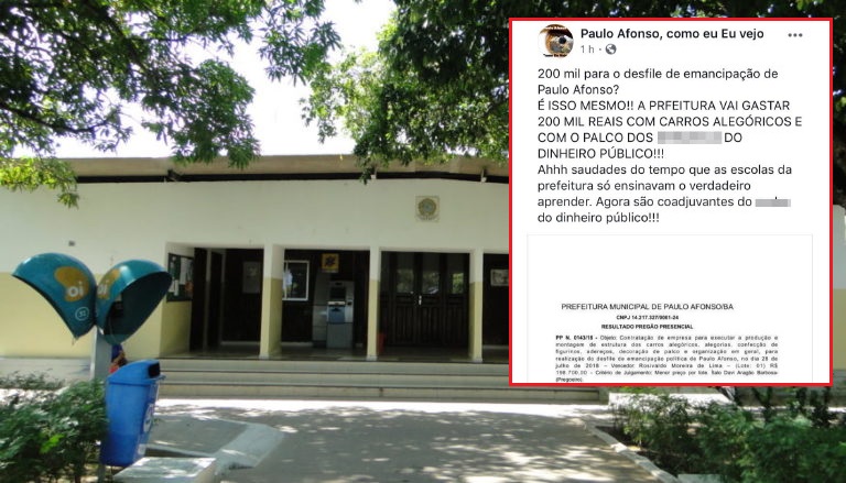 Redes sociais: “200 mil para o desfile de emancipação de Paulo Afonso?” 
