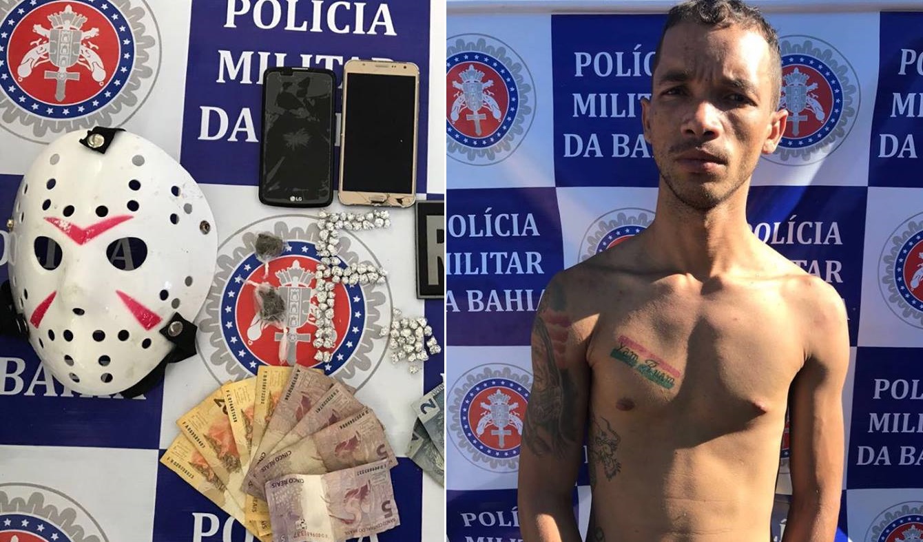Polícia prende “Boló” após ser flagrado com crack, maconha e máscara em Paulo Afonso