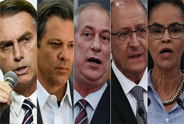 Datafolha: Bolsonaro, 35%; Haddad, 22%; Ciro, 11%; Alckmin, 8%; Marina, 4%