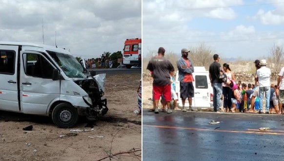 Van que faz linha de Delmiro a Paulo Afonso colide em carreta na BR-423