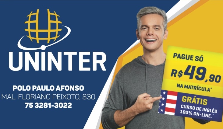 Abertas inscrições para os Cursos de Graduação e Pós da UNINTER – Polos de  Paulo  Afonso/BA