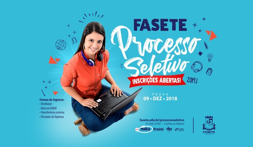Processo Seletivo Fasete 2019.1 está com inscrições abertas!