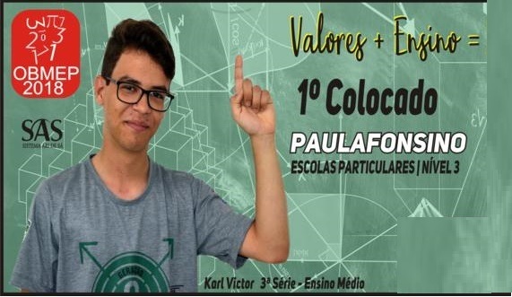 1º colocado da OBMEP 2018 em Paulo Afonso é da Coopex Colégio Boa Ideia