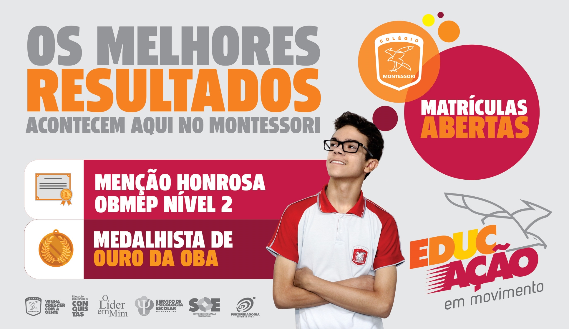 Aluno do Colégio Montessori conquista menção honrosa na OBMEP e medalha de ouro na OBA