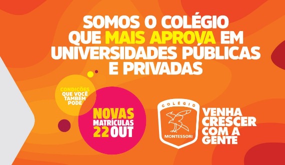 Colégio Montessori, venha crescer com a gente! Matrículas abertas