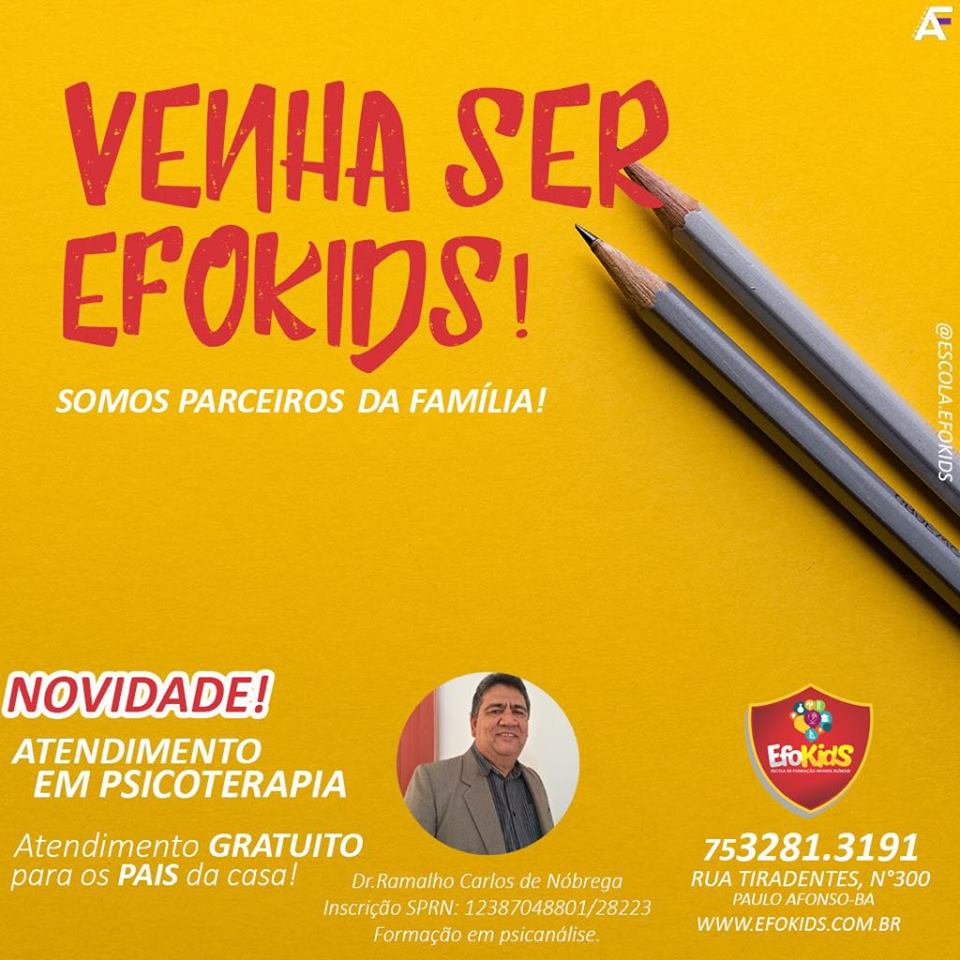 Venha ser Efokids! A 1ª Instituição de Ensino Bilíngue de Paulo Afonso (Matrículas Abertas)