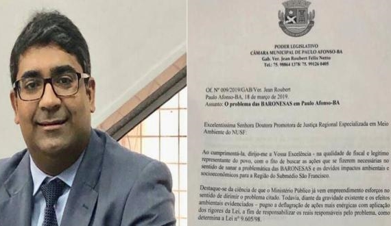 Baronesas: Jean Roubert emite oficio ao MP solicitando aplicação dos rigores da lei