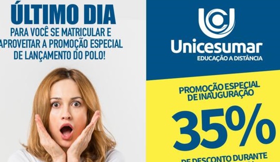 EAD Unicesumar Paulo Afonso: Promoção especial de 35% de desconto durante todo o curso