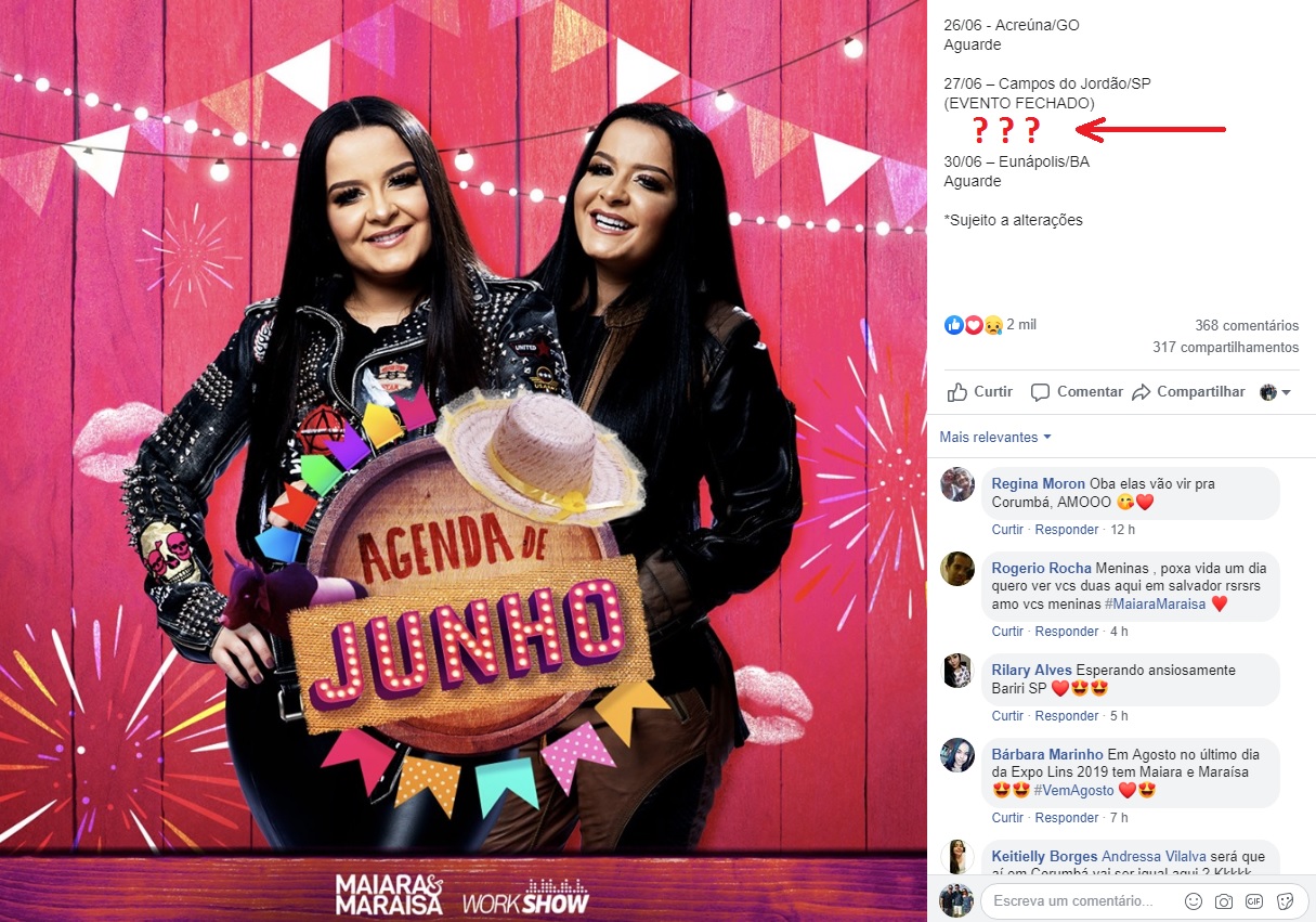 Nome de Paulo Afonso é excluído da agenda de shows de Maiara e Maraisa; prefeitura se pronuncia