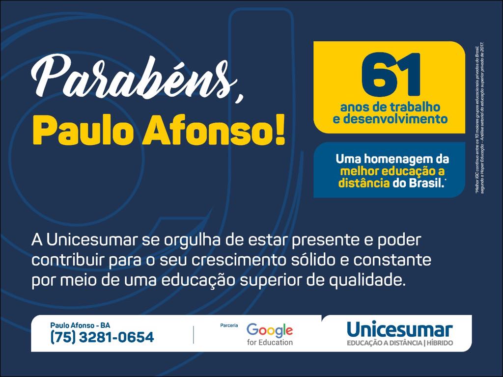 Parabéns, Paulo Afonso! Uma homenagem da melhor educação a distância do Brasil
