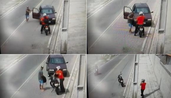 Vídeo: Bandidos levam malote com quase R$ 5 mil de funcionário de granja em Paulo Afonso