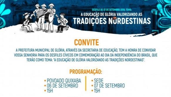Glória-BA: Prefeitura convida população para o desfile da Independência, neste sábado às 15h