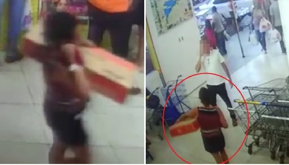 VÍDEO: mulher furta televisão e sai tranquilamente pela entrada principal da Suprave