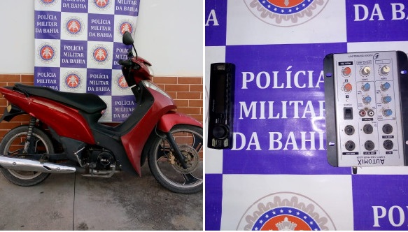 20º BPM/CETO recupera moto e som furtados no centro de Paulo Afonso e apreende menores envolvidos