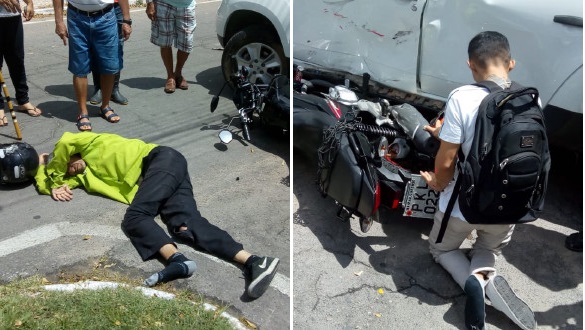 Passageiro de mototáxi faz oração de joelhos ao escapar ileso de acidente no centro de Paulo Afonso