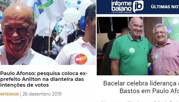 Sites de Salvador divulgam pesquisa de intenção de voto para prefeito de Paulo Afonso