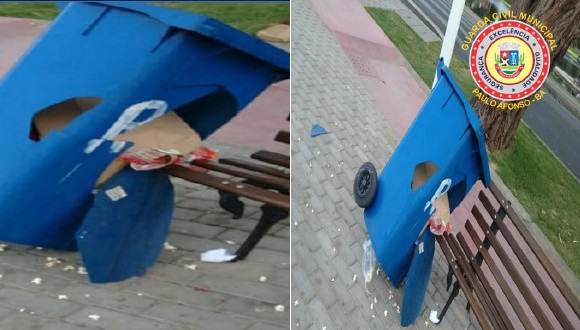 Paulo Afonso: Vândalo destrói lixeira pública no Parque Balneário e é detido pela Guarda Municipal