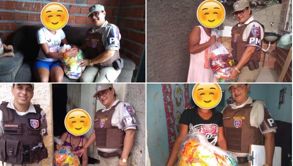 Mulheres vitimas de violência doméstica recebem cestas básicas do 20º BPM e ONG Anjo Negro