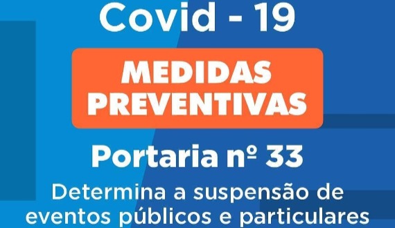 Covid-19: portaria suspende por 15 dias eventos públicos ou particulares em Paulo Afonso