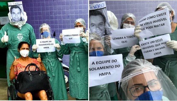 Viralizam imagens da 1ª paciente de Paulo Afonso infectada com coronavírus recebendo alta do HMPA
