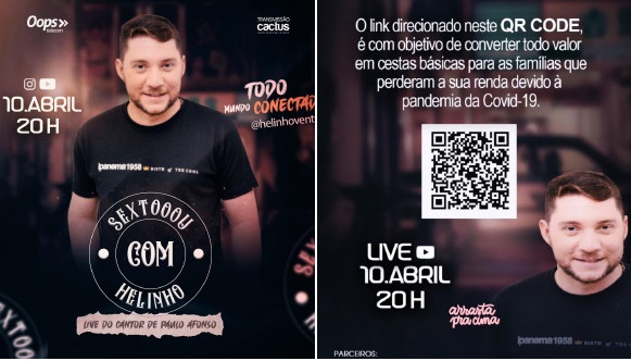 Nesta sexta (10) tem live de 2h com Helinho Ventura; confira agenda de outros cantores pauloafonsinos