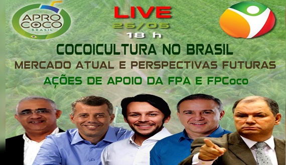 Deputado Mário Júnior participa de “live” para discutir o mercado atual e as perspectivas futuras da cultura do coco no Brasil