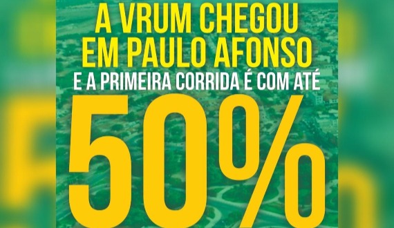 Paulo Afonso de VRUM. Até 50% de desconto na primeira corrida!