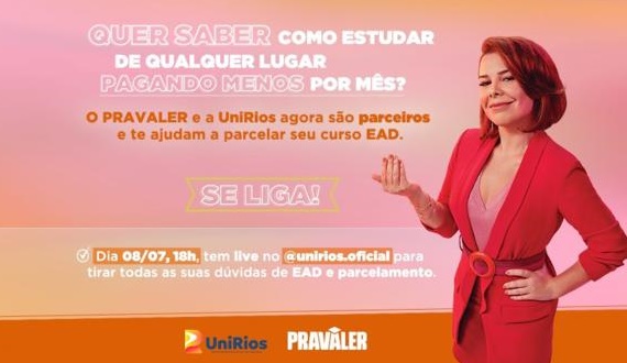 UniRios EaD e PraValer promovem Live sobre como estudar pagando pouco por mês