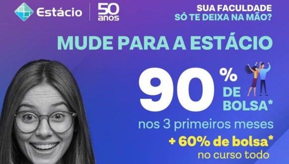 Estácio Paulo Afonso: 60% de bolsa no curso todo e 90% nos 3 primeiros meses (Polo Efotej)