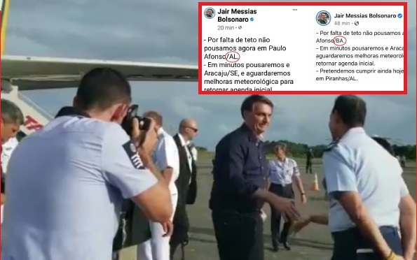 Bolsonaro comete erros geográficos ao postar que Paulo Afonso fica em Alagoas e Piranhas sendo Sergipe