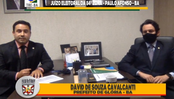 Prefeito reeleito de Glória-BA, David Cavalcanti, é diplomado em solenidade online da Justiça Eleitoral