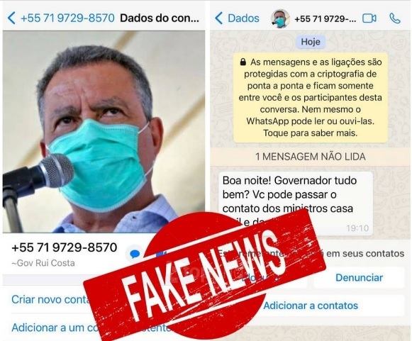 Criminosos utilizam foto e nome de Rui Costa em golpe pelo WhatsApp