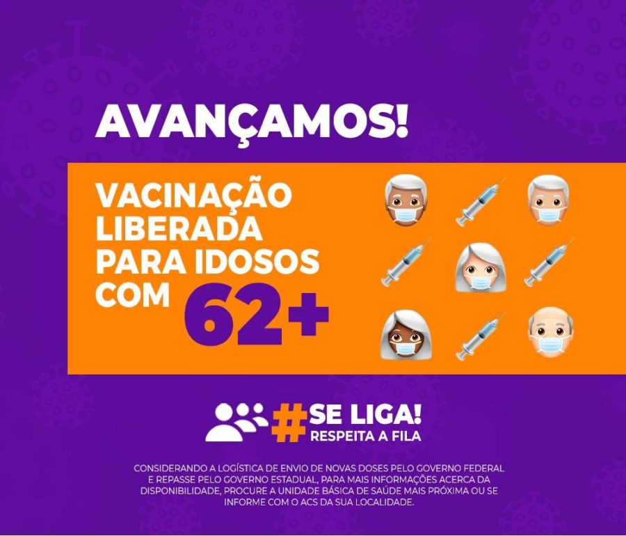 Prefeitura de Glória (BA) libera vacina para idosos a partir de 62 anos