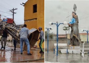 Na véspera da trezena de Glória-BA, estátua do padroeiro é transferida para entrada da cidade