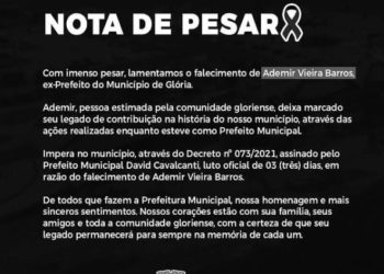 Prefeitura de Glória-BA decreta luto oficial de 3 dias pelo falecimento do ex-prefeito Ademir Vieira
