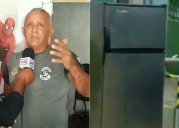 Paulo Afonso: revoltado, cliente deixa geladeira ‘queimada’ no pátio da Coelba: ‘Irresponsabilidade’ (Vídeo)