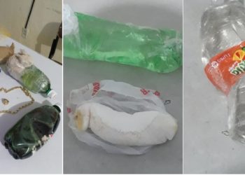 Polícia intercepta 5 litros de cachaça, corrente, anel e até tapioca jogados para dentro do Presídio de Paulo Afonso