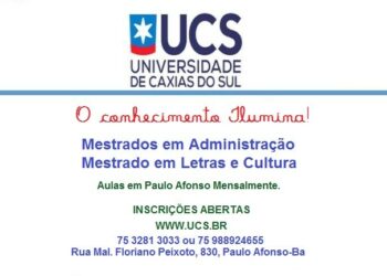 Mestrado em Letras e Cultura e Administração! Aulas em Paulo Afonso-BA. Inscreva-se!