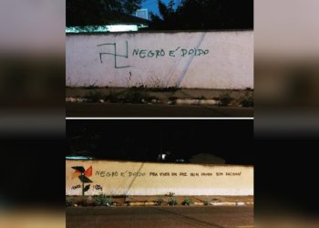 Intervenção artística transforma mensagem de ódio em reflexão contra o racismo em Paulo Afonso